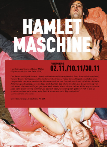 Paul Simon in der ersten Eigenproduktion des EXILs „Hamletmaschine“ – Vorstellungen am 10.11.2018 & 30.11.2018 in Wiesbaden